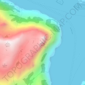 Hornelen topographic map, elevation, terrain