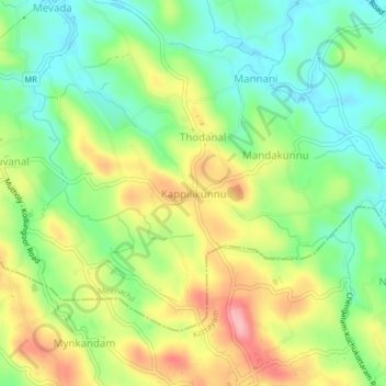 Kappilikunnu topographic map, elevation, terrain