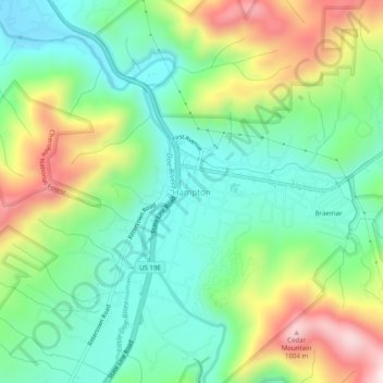 Hampton topographic map, elevation, terrain