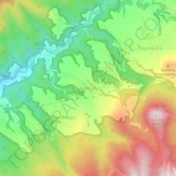 Sukomulyo topographic map, elevation, terrain