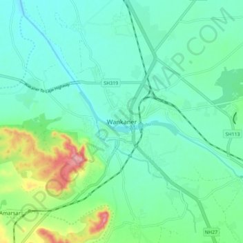 Wankaner topographic map, elevation, terrain