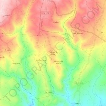 Valongo de Cima topographic map, elevation, terrain