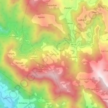 Matiyal topographic map, elevation, terrain