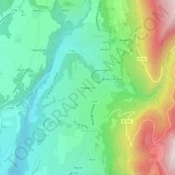 Romagnieu topographic map, elevation, terrain