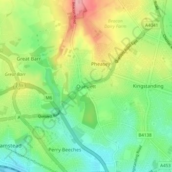 Queslett topographic map, elevation, terrain