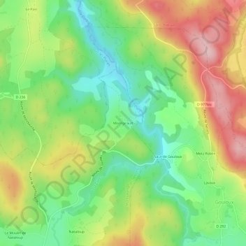 Montgirault topographic map, elevation, terrain