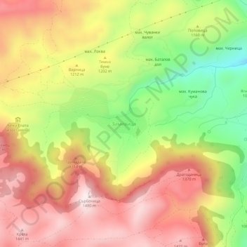 Zimevitsa topographic map, elevation, terrain