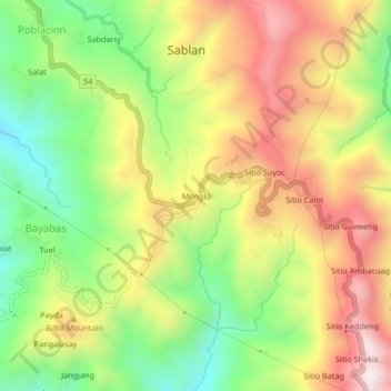 Monglo topographic map, elevation, terrain