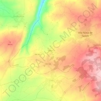 Tazem topographic map, elevation, terrain