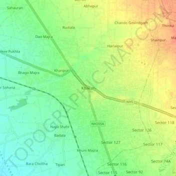 Kharar topographic map, elevation, terrain