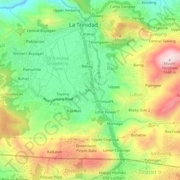 Km. 5 topographic map, elevation, terrain