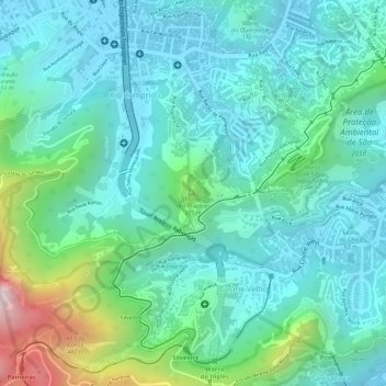 Morro dos Prazeres topographic map, elevation, terrain