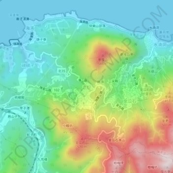Jiufen topographic map, elevation, terrain