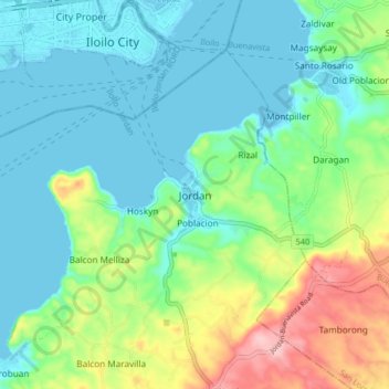 Jordan topographic map, elevation, terrain