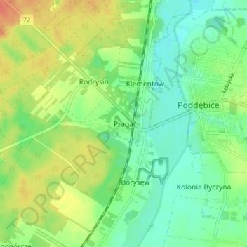 Praga topographic map, elevation, terrain