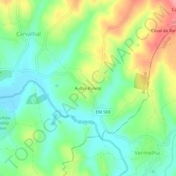 Á dos Ruivos topographic map, elevation, terrain