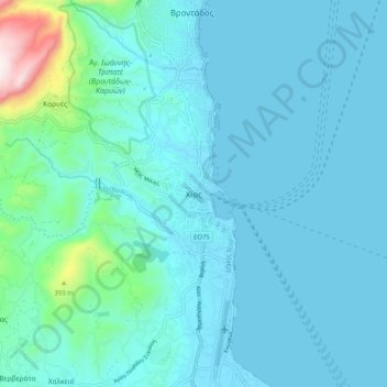 Chios topographic map, elevation, terrain
