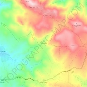 Argana topographic map, elevation, terrain
