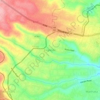 Kagondo topographic map, elevation, terrain