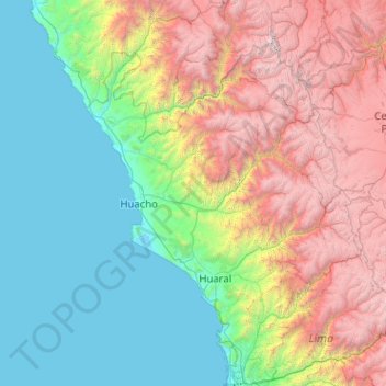 Provincia de Huaura topographic map, elevation, terrain