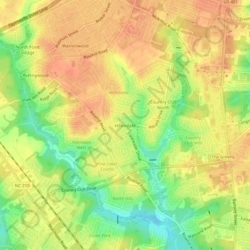 Hillendale topographic map, elevation, terrain
