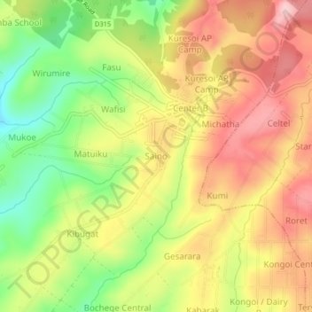 Saino topographic map, elevation, terrain