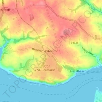 Waterston topographic map, elevation, terrain