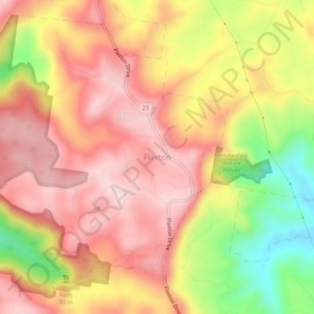 Flaxton topographic map, elevation, terrain