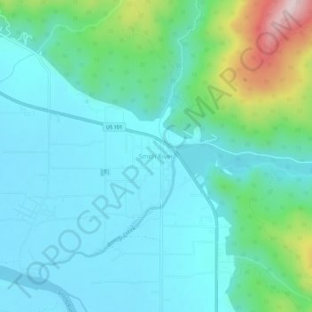 Smith River topographic map, elevation, terrain