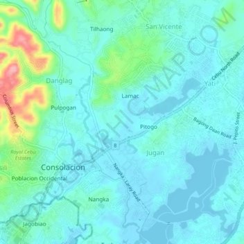 Pulpogan topographic map, elevation, terrain