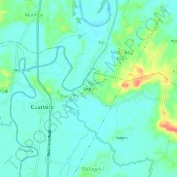Nagba topographic map, elevation, terrain