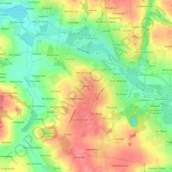Bel Air topographic map, elevation, terrain