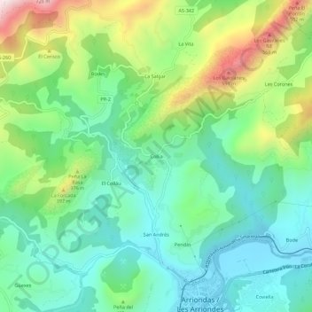 Collía topographic map, elevation, terrain