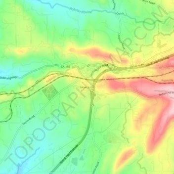 Newcastle topographic map, elevation, terrain
