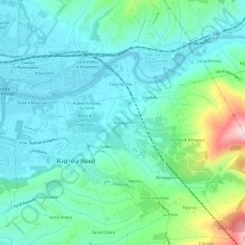 Rimaggio topographic map, elevation, terrain