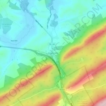 Potters Mills topographic map, elevation, terrain