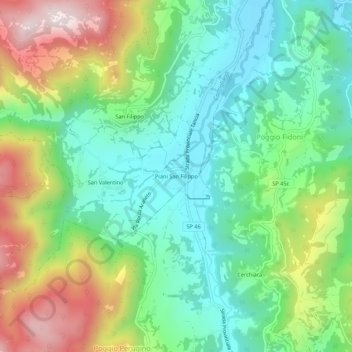Piani San Filippo topographic map, elevation, terrain