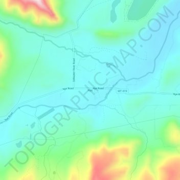 Nye topographic map, elevation, terrain