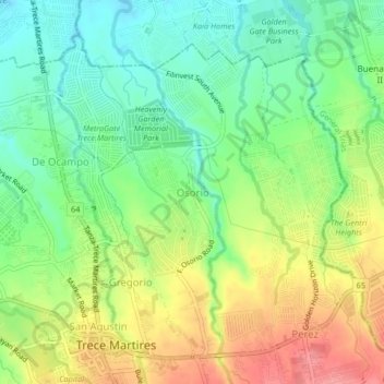Osorio topographic map, elevation, terrain
