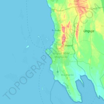 Sansibar-Stadt topographic map, elevation, terrain
