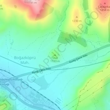 Ova topographic map, elevation, terrain