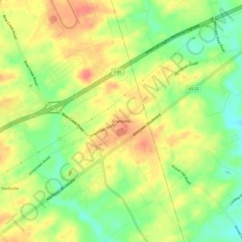 Grantville topographic map, elevation, terrain