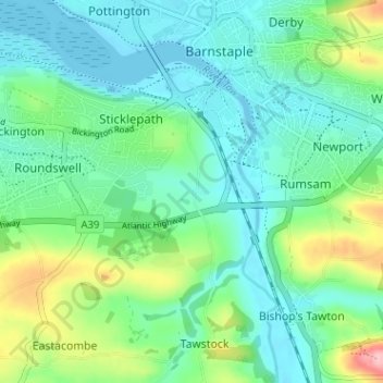 Lake topographic map, elevation, terrain