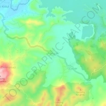 Penujah topographic map, elevation, terrain