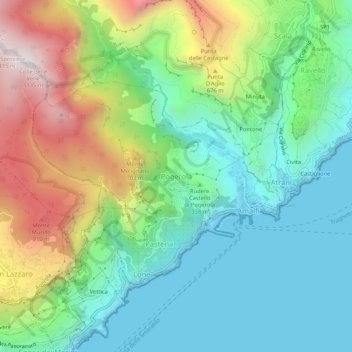 Pogerola topographic map, elevation, terrain
