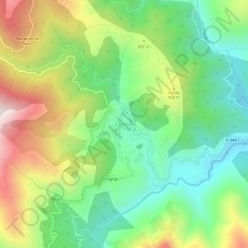 Ghisoni topographic map, elevation, terrain