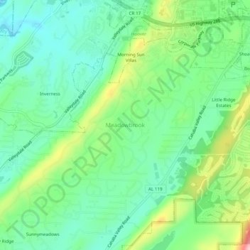Meadowbrook topographic map, elevation, terrain