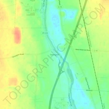 Farrington topographic map, elevation, terrain
