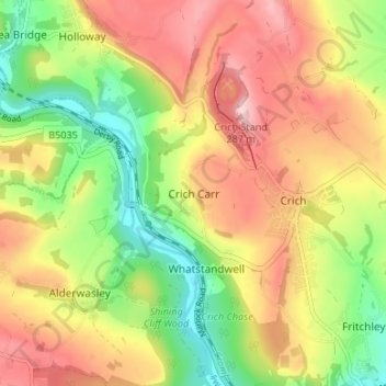 Crich Carr topographic map, elevation, terrain