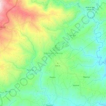 Sobreira Formosa topographic map, elevation, terrain